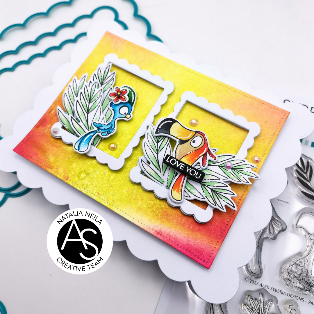 alexsyberia designs paradise birds tropical birds stamps dies cardmaking