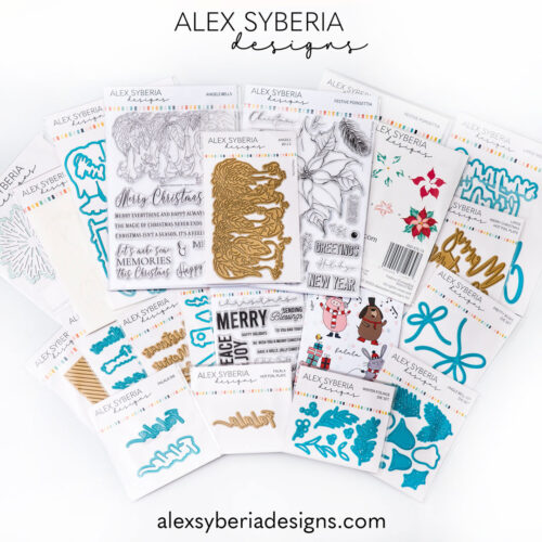 alex-syberia-designs-christmas-in-july-release-2023-stamps-hotfoil-poinsettia-scrapbooking-cardmaking-projects-mixed-media