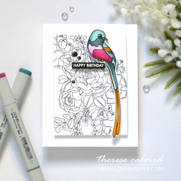 Alex-Syberia-Designs - Birthday Bouquet - Avian Allure - birthday-stamp-bird-flowers