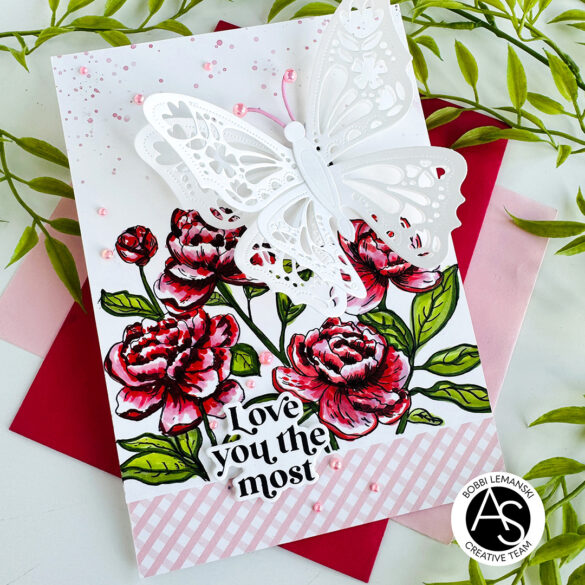 Peonies Butterfly alex syberia designs press plates spellbinders